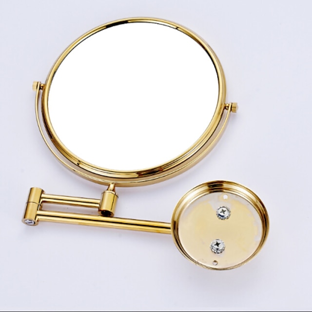  Bathroom Cosmetic Mirror Neoclassical Brass Wall Mounted Golden Shower Accessory 1 pc