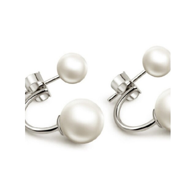  Women's White Stud Earrings Classic Silver Earrings Jewelry For Party