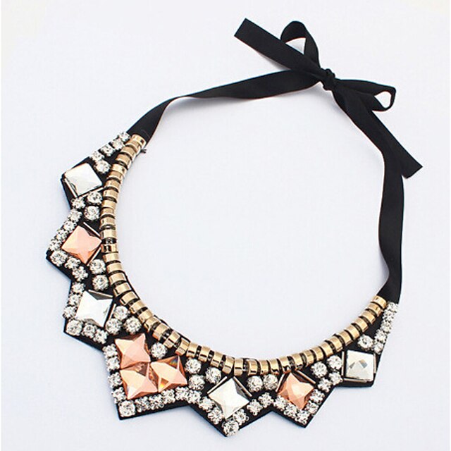  Women's Crystal Geometrical Statement Necklace Rhinestone Luxury Rainbow Necklace Jewelry For Party