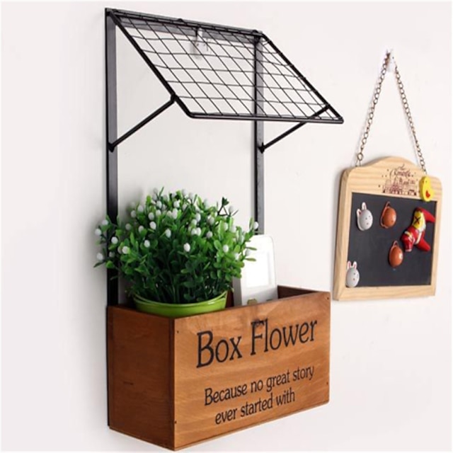  Fashion Decorative Crafts Goods Shelf  Wooden Kitchen Storage Wall Flower Shelf