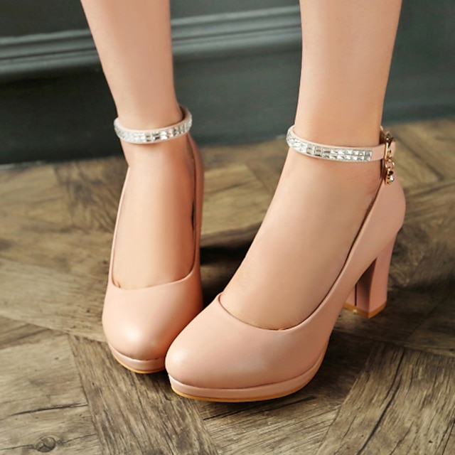  Women's Shoes Leatherette Spring / Summer / Fall Chunky Heel / Platform Black / Pink / Almond / Dress