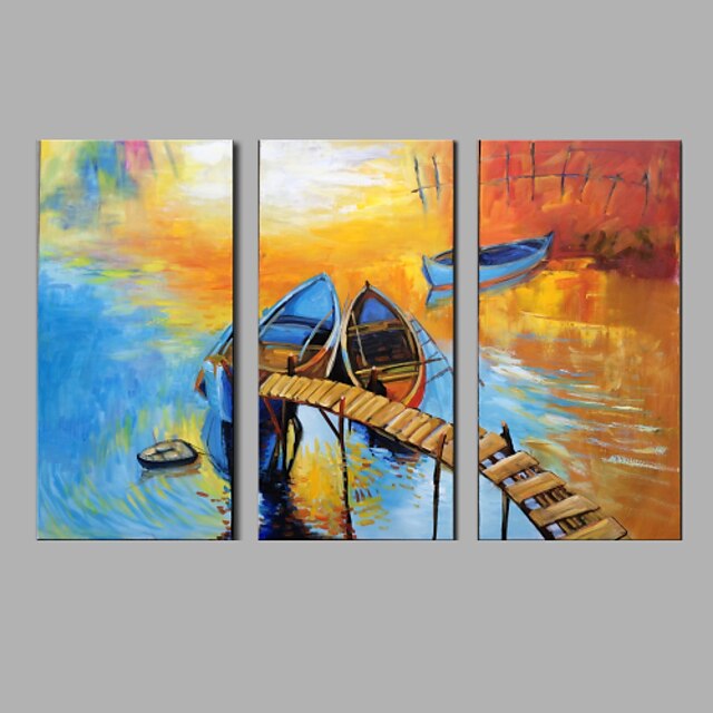  Oil Painting Modern Abstract Pure Hand Draw Ready To Hang Decorative  Set Of 3 Pieces The Scenery