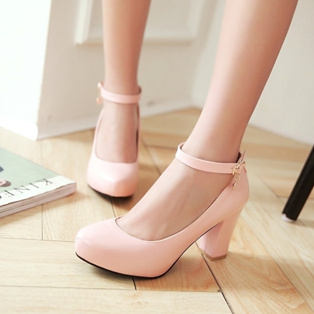  Women's Shoes Heel Heels / Platform / Round Toe Heels Office & Career / Dress / Casual Black / Pink / Purple / White