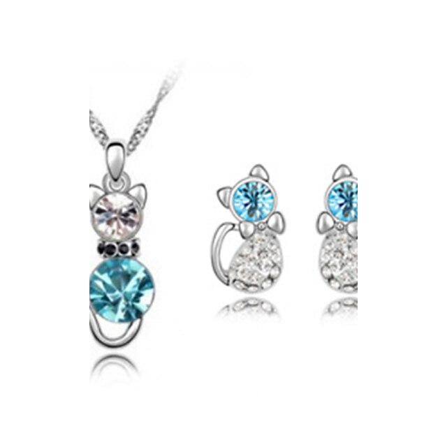  Women's Crystal Jewelry Set - Crystal Include Rose / Green / Blue For Wedding Party Birthday / Earrings / Necklace