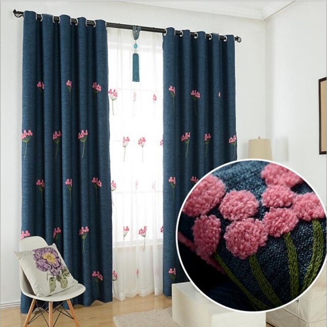  Custom Made Blackout Blackout Curtains Drapes Two Panels / Embroidery / Bedroom