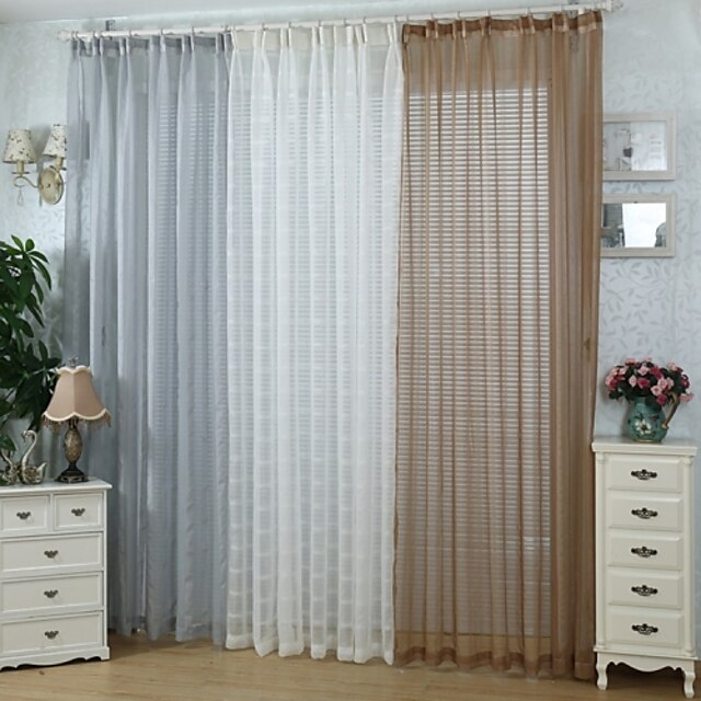  Grommet Top Two Panels Curtain European , Solid Bedroom Polyester Material Sheer Curtains Shades Home Decoration For Window