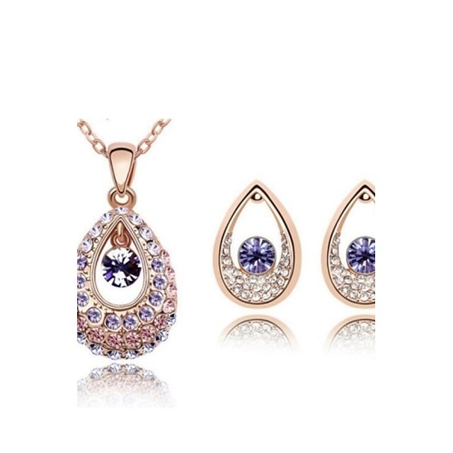  Women's Crystal Jewelry Set - Crystal Include Blue / Pink / Golden For Wedding / Party / Daily / Earrings / Necklace