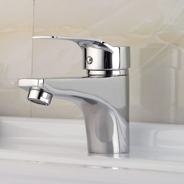  Bathroom Sink Faucet - Standard Chrome Deck Mounted Single Handle One HoleBath Taps