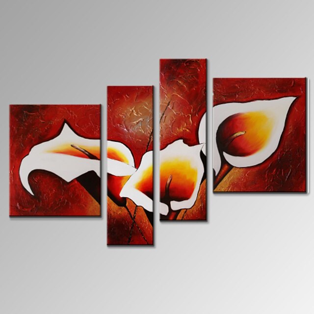  VISUAL STAR®Modern 4 Panel Oil Painting Flower Home Wall Decor Artwork Ready to Hang
