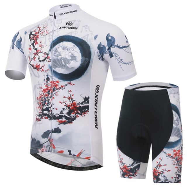  XINTOWN Manga Curta Camisa com Shorts para Ciclismo Moto Camisa / Roupas Para Esporte Conjuntos Respirável Tapete 3D Secagem Rápida Resistente Raios Ultravioleta Redutor de Suor Inverno Esportes Lycra