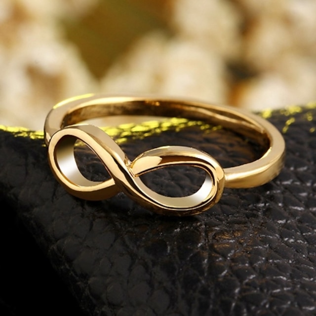  Women's Band Ring - Zircon, Gold Plated Infinity 6 / 7 / 8 / 9 Golden For Wedding Party Daily