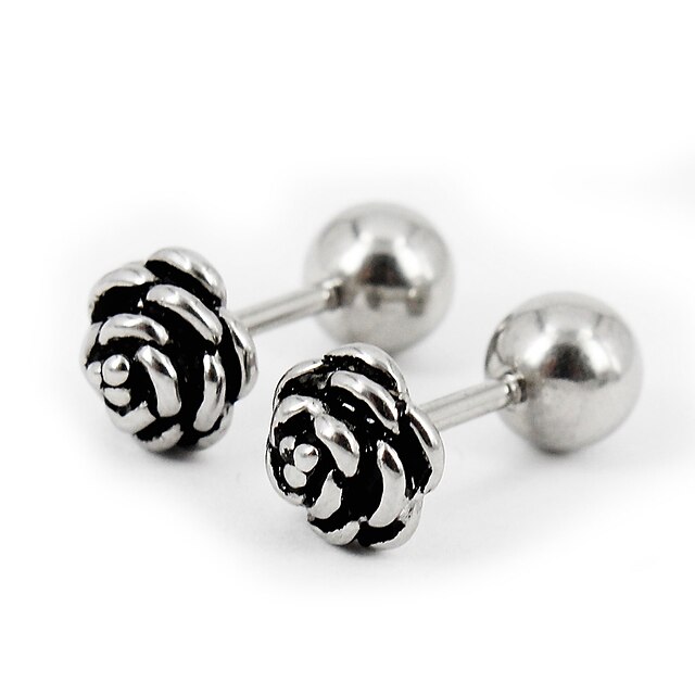 Women's Stud Earrings Double Sided Stainless Steel Roses Flower Jewelry Wedding Party Daily Casual