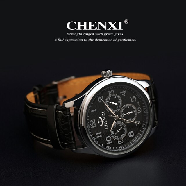  CHENXI® Men's Wrist Watch Casual Watch Leather Band Charm Black / Two Years / Maxell SR626SW