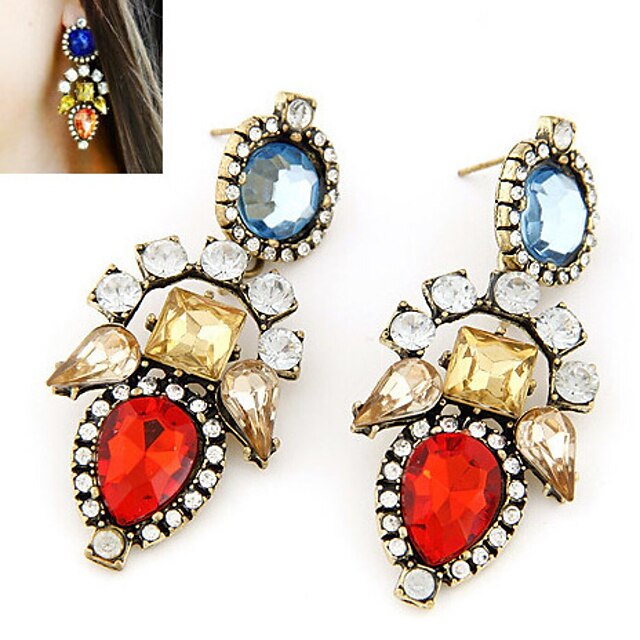  Women's Cubic Zirconia Drop Earrings Luxury Gemstone Cubic Zirconia Imitation Diamond Earrings Jewelry Red For