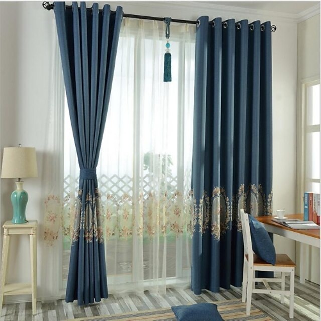  Custom Made Blackout Blackout Curtains Drapes Two Panels / Embroidery / Bedroom