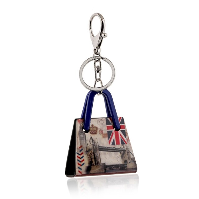  British Style Big Ben Print Acrylic Bag Shape Keychain Best Gift for Girlfriend Women Favorite