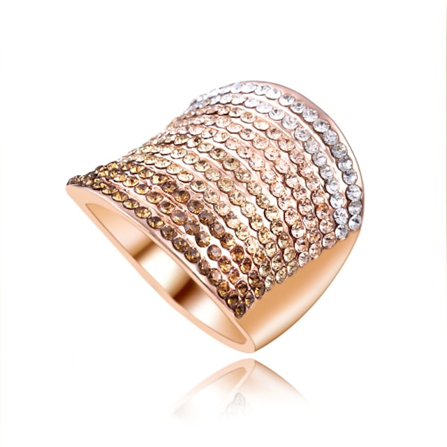  Women's Band Ring thumb ring Cubic Zirconia tiny diamond Golden Zircon Ladies Fashion Wedding Party Jewelry