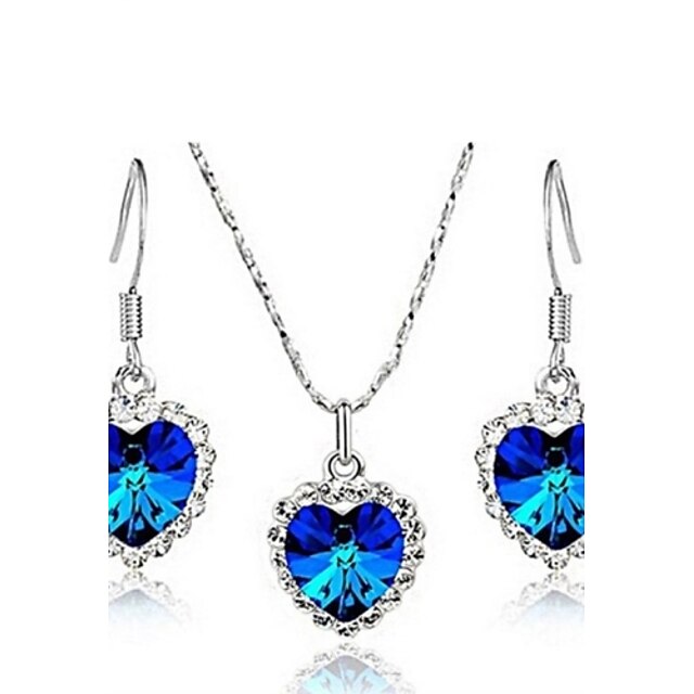  Women's Crystal Jewelry Set - Crystal Heart Include Red / Blue / Pink For Wedding Party Daily / Earrings / Necklace