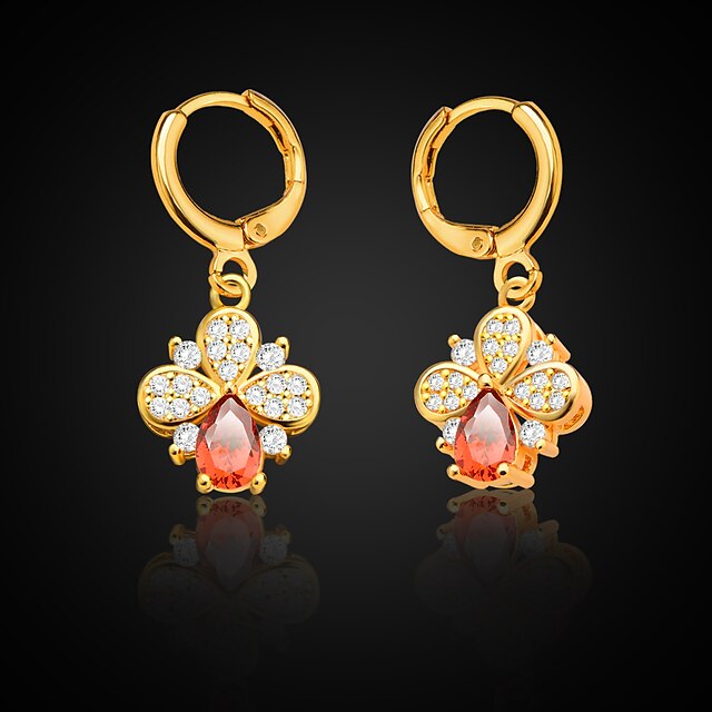  Women's Synthetic Ruby Drop Earrings - Crystal Birthstones For Wedding Party Daily