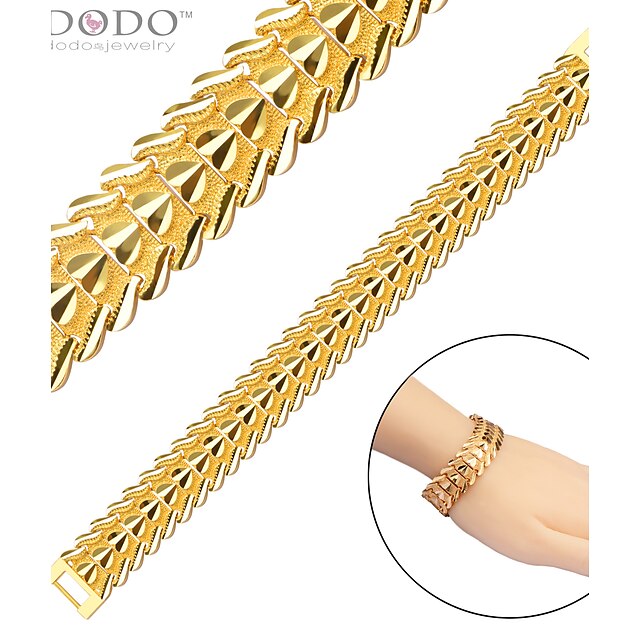  Gold Bracelet Men Jewelry New Trendy 18K Gold Plated Fashion Feather Chain Stainless Steel Bracelet For Women B40207