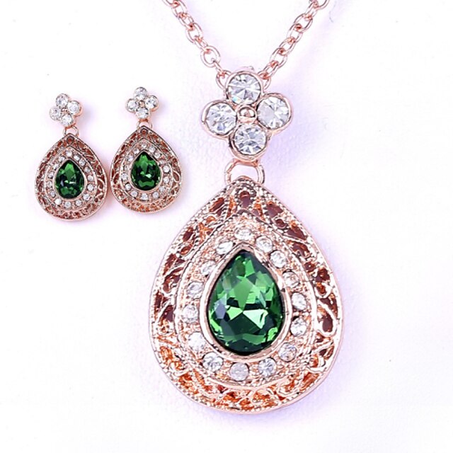  Women's Crystal Jewelry Set - Crystal Include Green / Blue / Pink For Wedding Party Daily / Earrings / Necklace