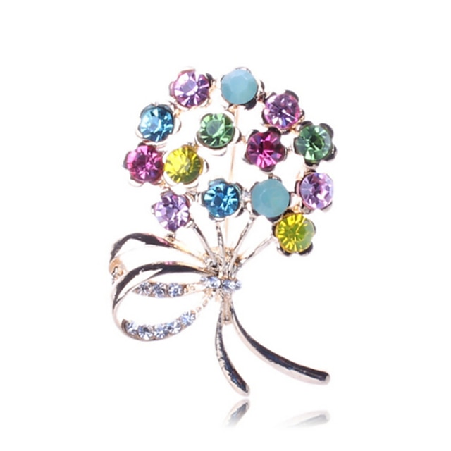  Women's Brooches Flower Flower Ladies Luxury Party Fashion Imitation Diamond Brooch Jewelry Rainbow For Party Special Occasion Birthday Gift Daily