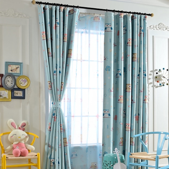  Curtains Drapes Two Panels Kids Room Cartoon Polyester Print