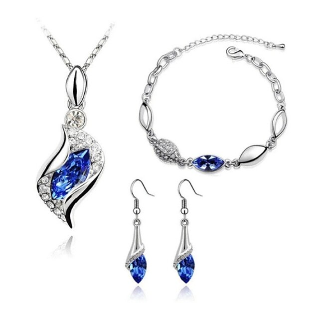  Women's Jewelry Set - Crystal Include Blue / Pink / Dark Purple For Wedding / Party / Daily / Earrings / Necklace / Bracelets & Bangles