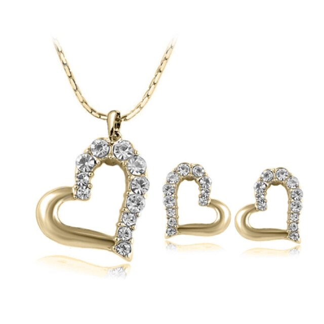  Women's Crystal Jewelry Set - Crystal Heart Include Silver / Golden For Wedding Party Daily / Earrings / Necklace