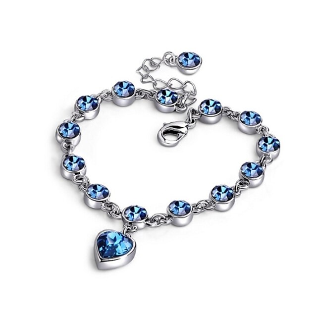  Women's Crystal Chain Bracelet - Crystal Heart, Love Ladies Bracelet Jewelry White / Rose / Blue For Wedding Party Daily Casual Masquerade Engagement Party