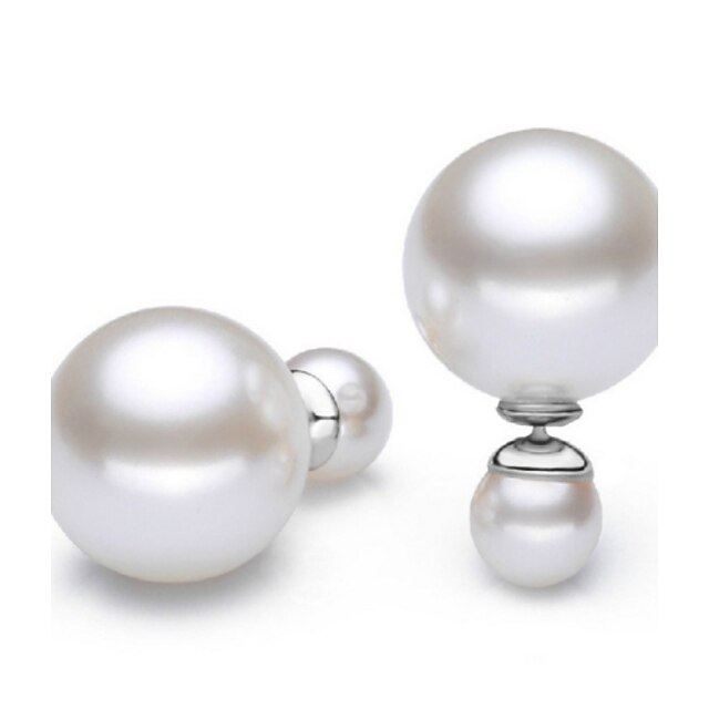  Damen Perlen Ohrstecker Magischer hinterer Ohrring Billig damas Modisch Künstliche Perle Ohrringe Schmuck Weiß Für Alltag