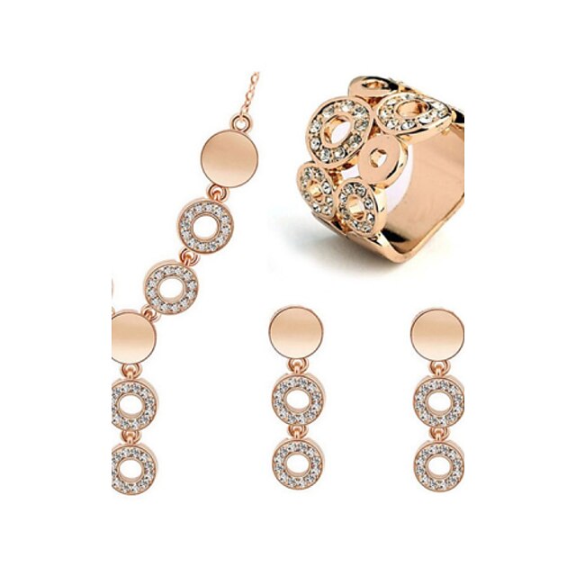  Women's Crystal Jewelry Set Ladies Crystal Earrings Jewelry Silver / Golden For Wedding Party Birthday Engagement Gift Daily / Rings / Necklace