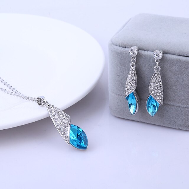  Women's Crystal Jewelry Set - Crystal Include Blue / Pink / Golden For Wedding Party Daily / Earrings / Necklace