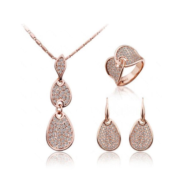 Women's Crystal Jewelry Set - Crystal Include Silver / Golden For Wedding / Party / Birthday / Rings / Earrings / Necklace