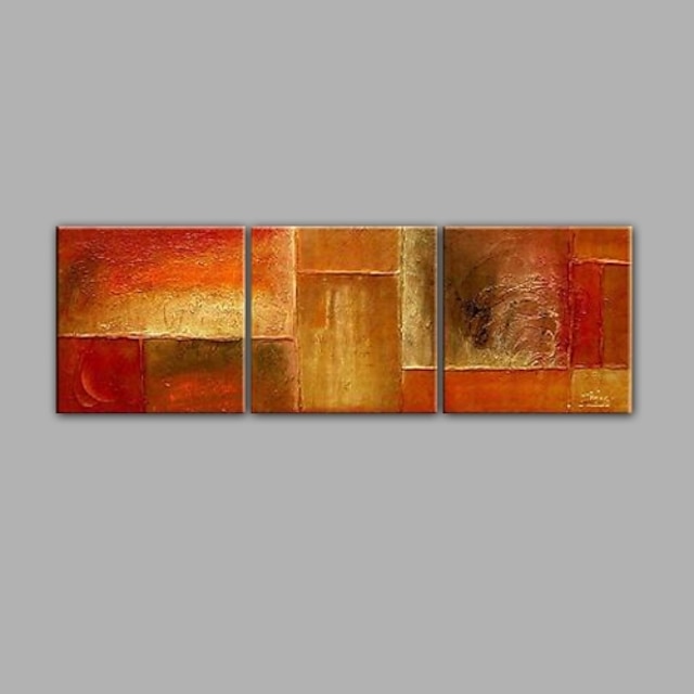  Hang malte oljemaleri Håndmalte - Abstrakt Moderne Med Ramme / Tre Paneler