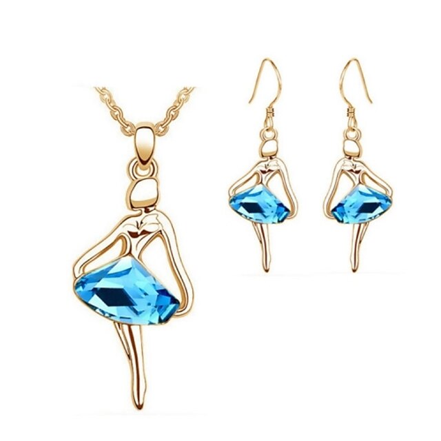  Women's Crystal Jewelry Set - Crystal Include Green / Blue / Golden For Wedding / Party / Daily / Earrings / Necklace