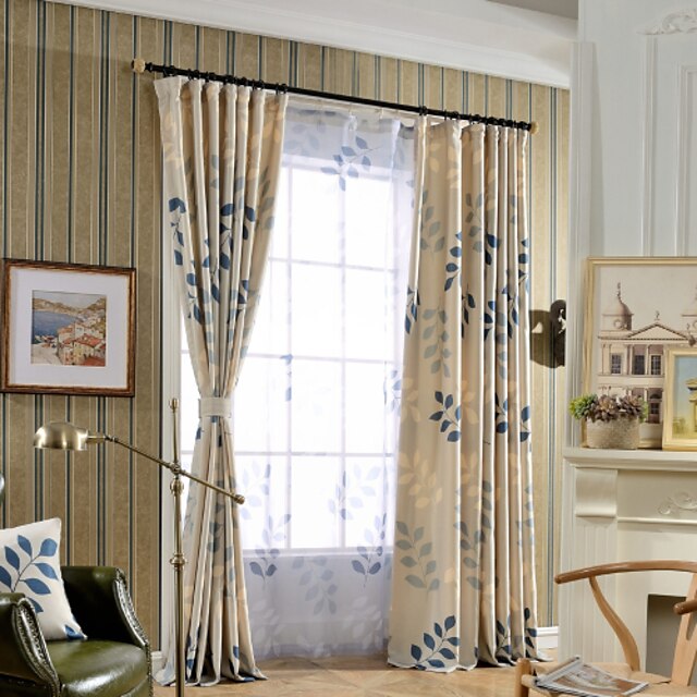  cortinas cortinas dois painéis quarto linho / mistura de algodão impressão