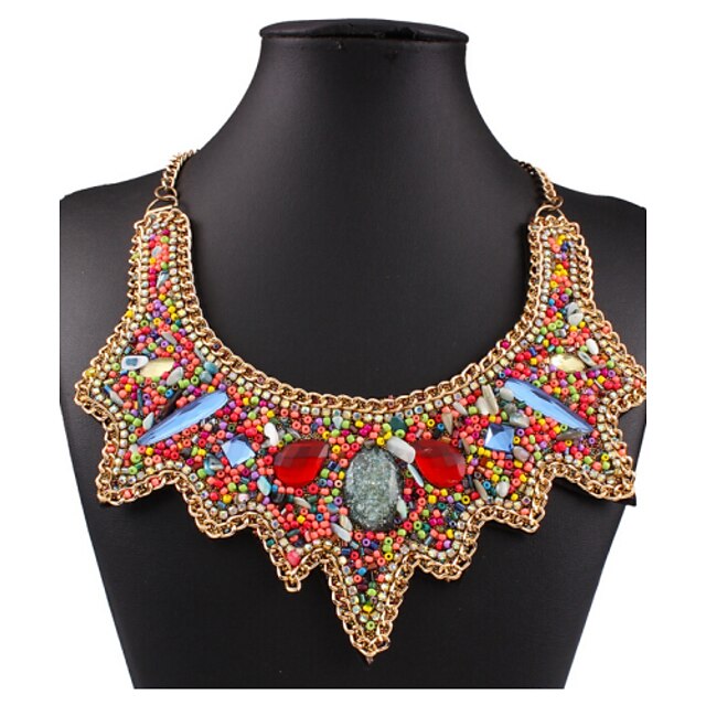  Women's Statement Necklace Bohemian European Fashion Imitation Diamond Shell Alloy Necklace Jewelry For