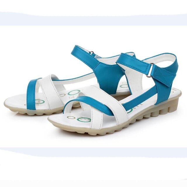  Kényelmes - Alacsony - Női cipő - Szandál - Szabadidős / Irodai - Bőr - Kék / Piros