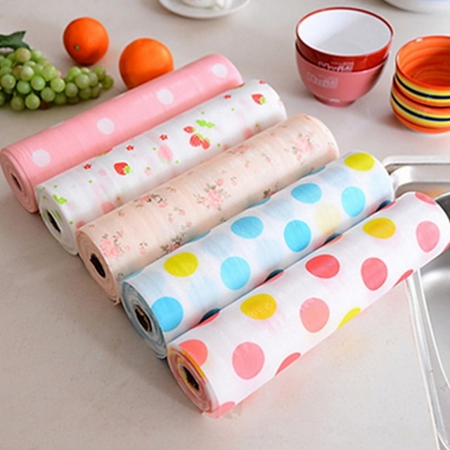  lade papier plastic kleurrijke waterdichte mat garderobe keukenkast pad gedrukt wallpaper (willekeurige kleur)