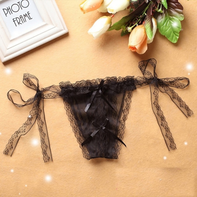  Damen Spitze Spitze G-Strings & Tangas / Besonders sexy Höschen Solide Mittlere Taillenlinie Weiß Schwarz Purpur Einheitsgröße