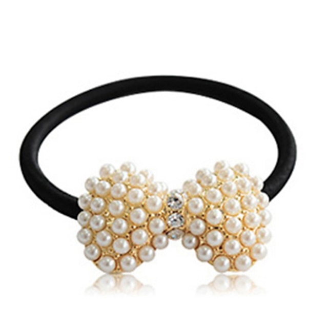  Women's Imitation Pearl Alloy Hair Tie, Cute Party All Seasons Gold