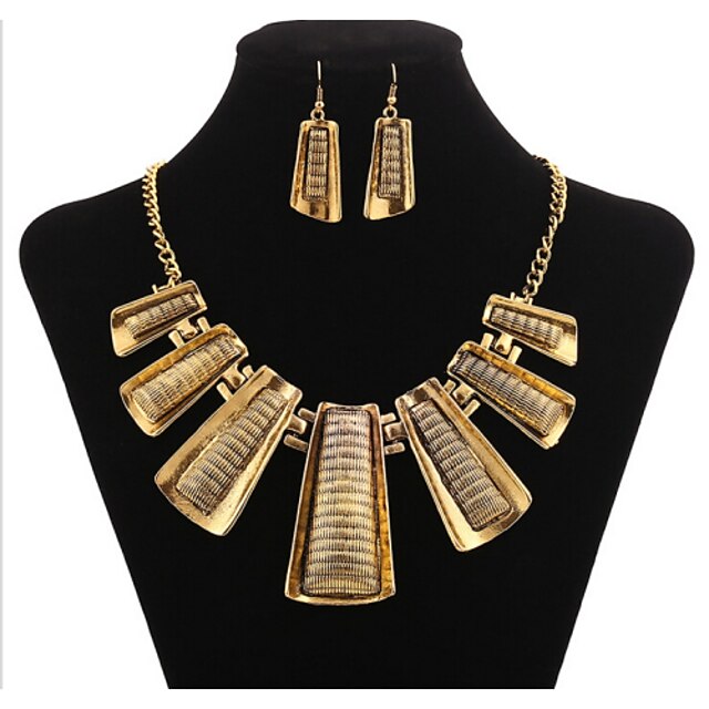  Jewelry Set Geometrical Statement Ladies Vintage Party Work Casual Earrings Jewelry Gold For 1 set / Necklace