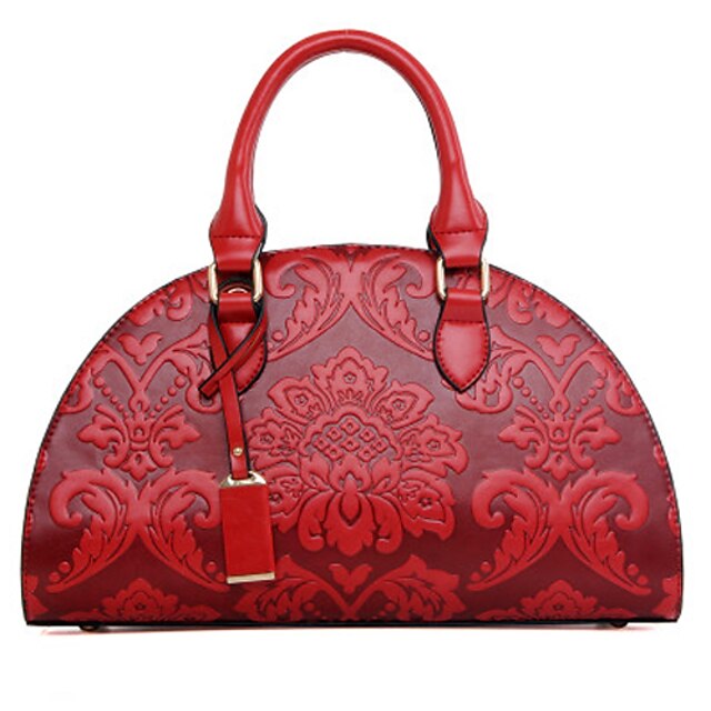  Women's Bags PU(Polyurethane) Tote / Shoulder Bag Embossed Floral Print Red / Green / Blue