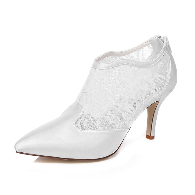  Women's Wedding Dress Party & Evening Summer Winter Stiletto Heel Pointed Toe Comfort Silk White