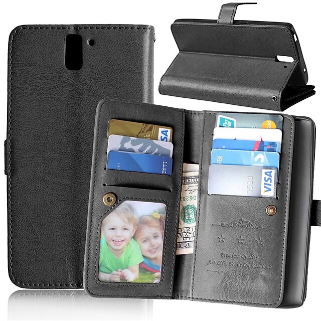  Case For OnePlus Card Holder / with Stand / Flip Full Body Cases Solid Color Hard PU Leather