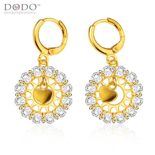  Heart Shape Drop Earrings New Trendy Jewelry 18K Gold Plated White Crystal Flower Drop Earrings for Women E10125