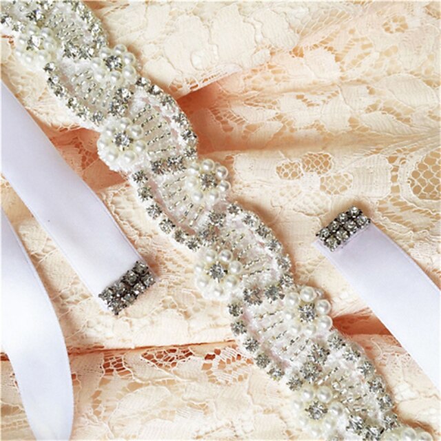  Satin Wedding Party/ Evening Dailywear Sash-Rhinestone Crystal Beading Appliques Pearls Rhinestone Crystal Beading Appliques Pearls