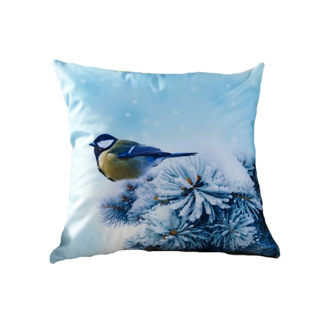  3D Design Print Animal Snow Birds Decorative Throw Pillow Case Cushion Cover for Sofa Home Decor Polyester