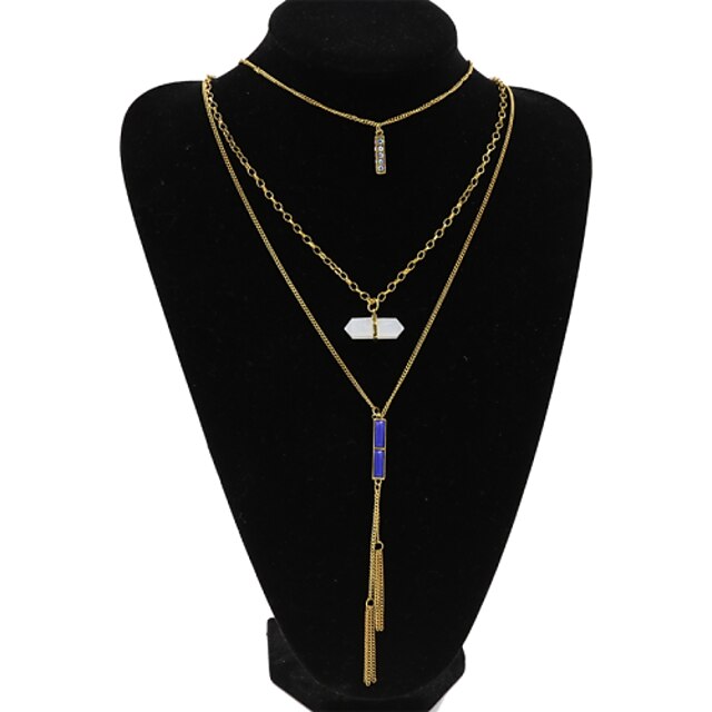  Women's Pendant Necklace Beaded Necklace Y Necklace Luxury Bohemian Vintage Trendy Resin Rhinestone Imitation Diamond Golden Silver Necklace Jewelry For Party Daily Casual Sports